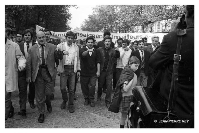 13 mai 1968 - A. Geismar, D. Cohn-Bendit, J. Sauvageot - 03.13mai1968-manifestationunitaire.J-P.-Rey.jpg